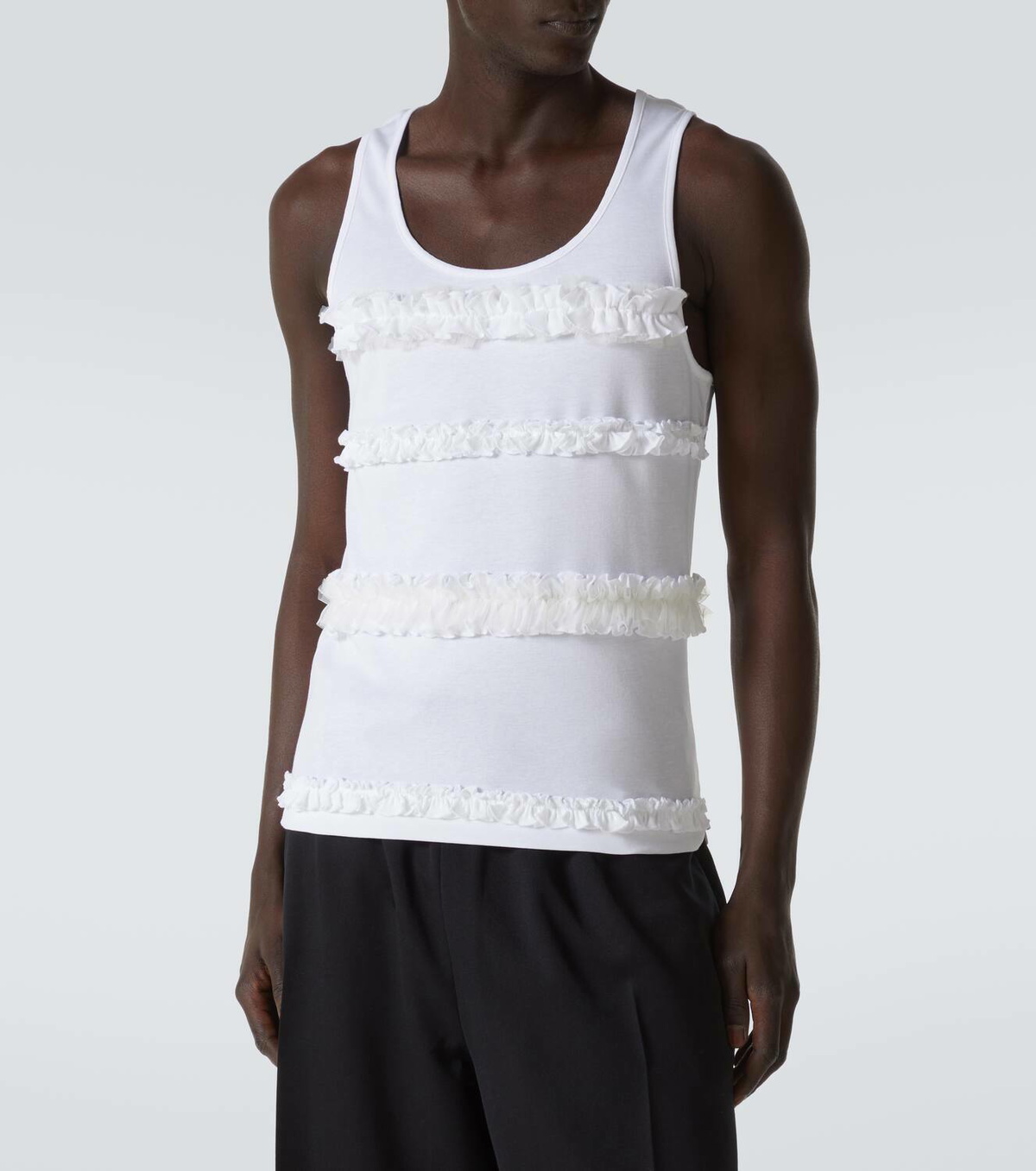 Simone Rocha Ruffled cotton jersey tank top