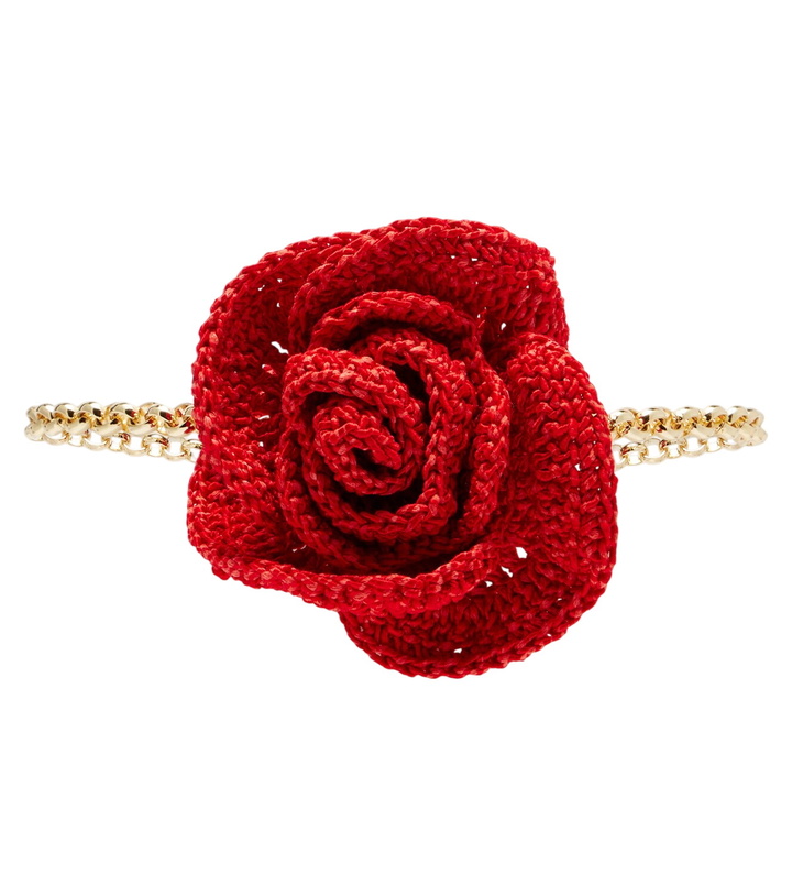 Photo: Magda Butrym Crochet floral-appliqué gold-plated necklace