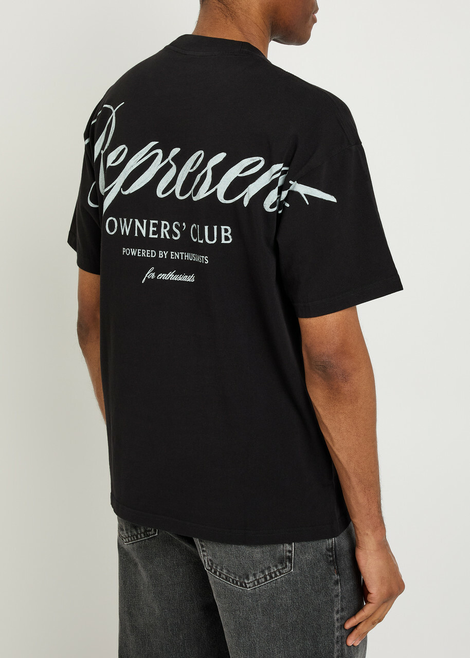 Represent Owners Club Printed Cotton T-shirt Black