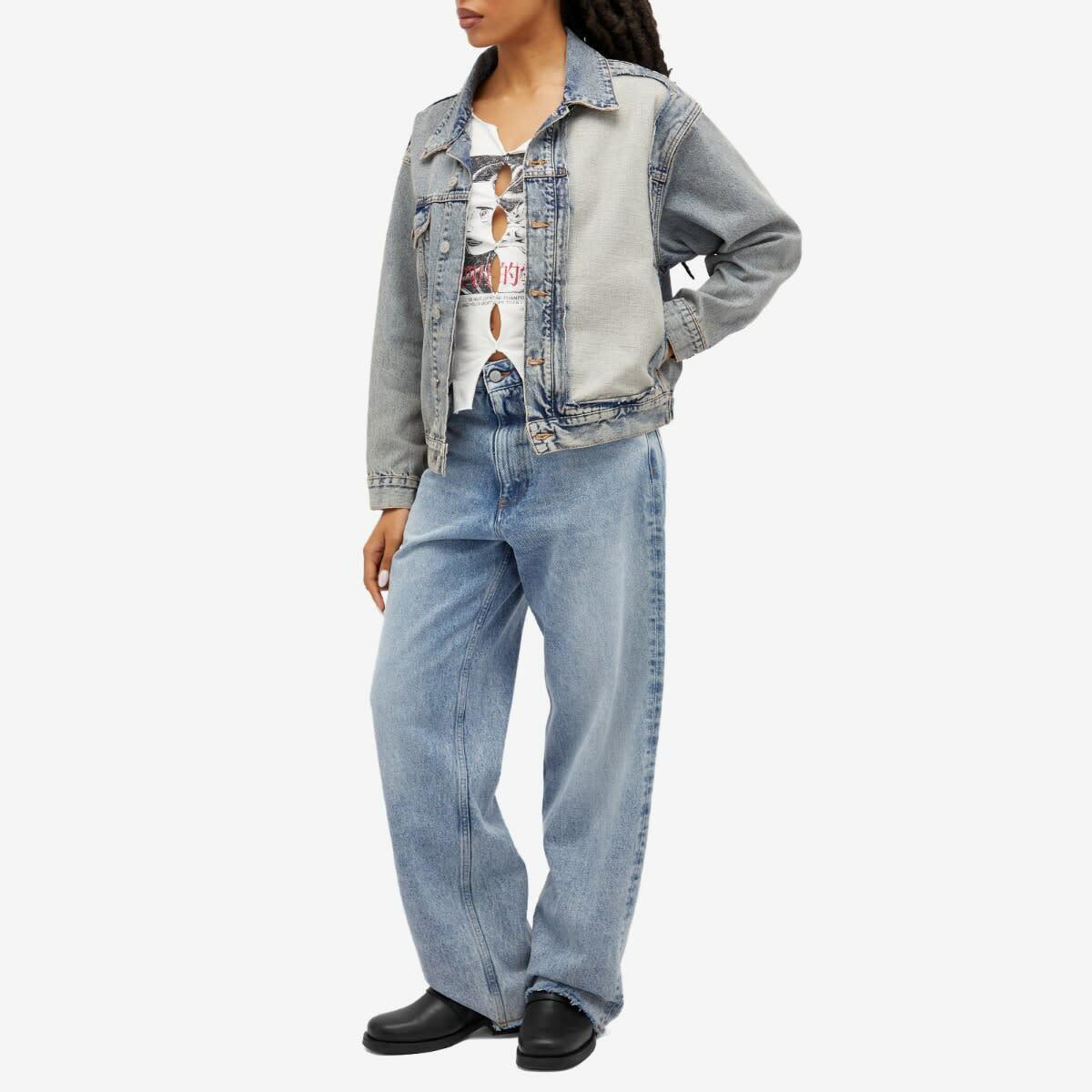 MM6 Maison Margiela Women's Patchwork Denim Jacket in Light Blue