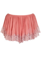 Saint Laurent Lace-trim Silk-georgette Shorts Pink