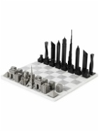 Skyline Chess - Paris vs Dubai Marble and Stainless Steel Chess Set - Black