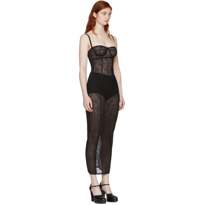 Dolce & Gabbana Sheer Cotton Stretch Tulle Corset In Black