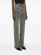 Jade Cropper Grey Cut-Out Straight-Leg Jeans