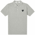 Comme des Garçons Play Men's Black Heart Polo Shirt in Grey