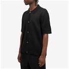 Corridor Men's Pointelle Knit Short Sleeve Shirt in Black