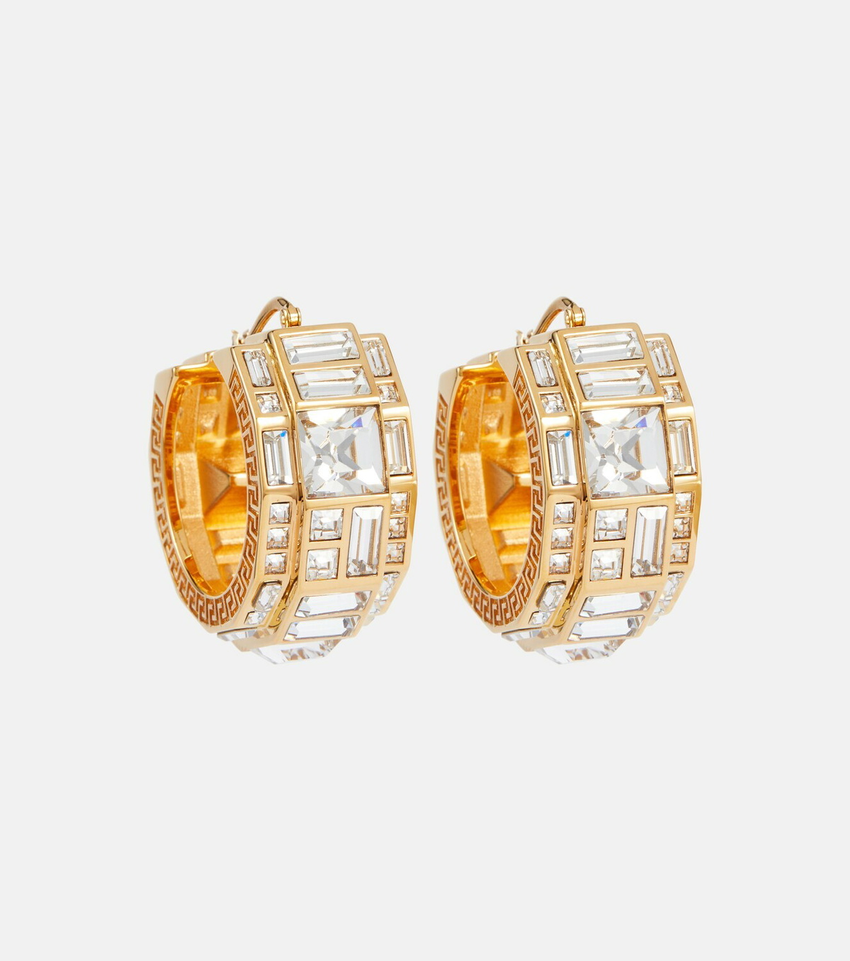 Versace Greca crystal-embellished hoop earrings Versace