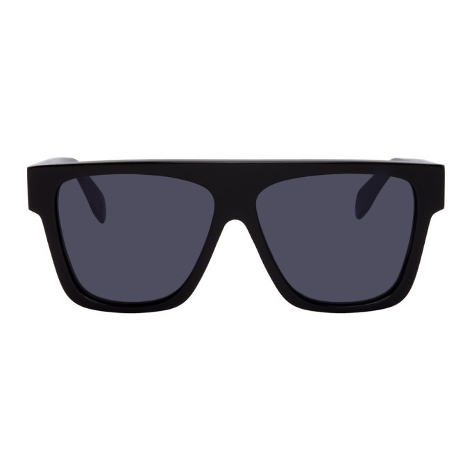 Photo: Alexander McQueen Black and Blue Selvedge Flat Top Sunglasses