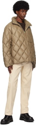 Jil Sander Brown Quilted Down Jacket