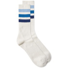 Anonymous Ism Gradation 3 Line Crew Sock in Blue