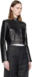 TOM FORD Black Bonded Nappa Leather Officer Jacket