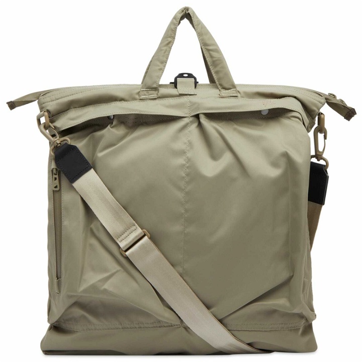 Photo: F/CE. Men's Recycled Twill 3Way Helmet Bag in Sage Green 
