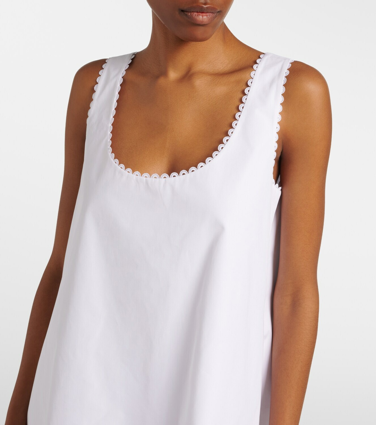 Róhe Lace-trimmed cotton poplin minidress