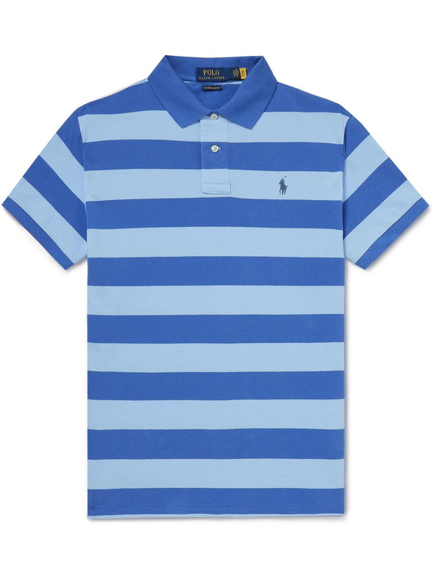 Photo: Polo Ralph Lauren - Slim-Fit Logo-Embroidered Striped Cotton-Piqué Polo Shirt - Blue