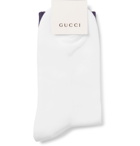 Gucci - Appliquéd Striped Stretch Cotton-Blend Socks - Men - White