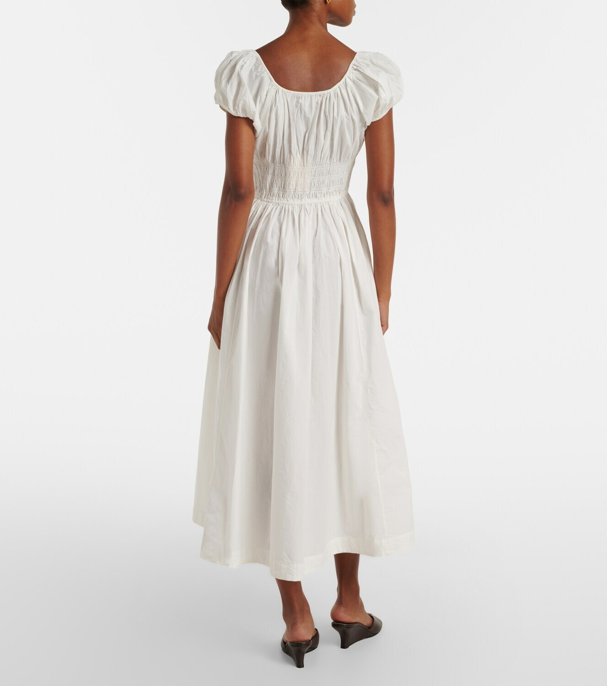 Dôen Quinn smocked cotton poplin midi dress