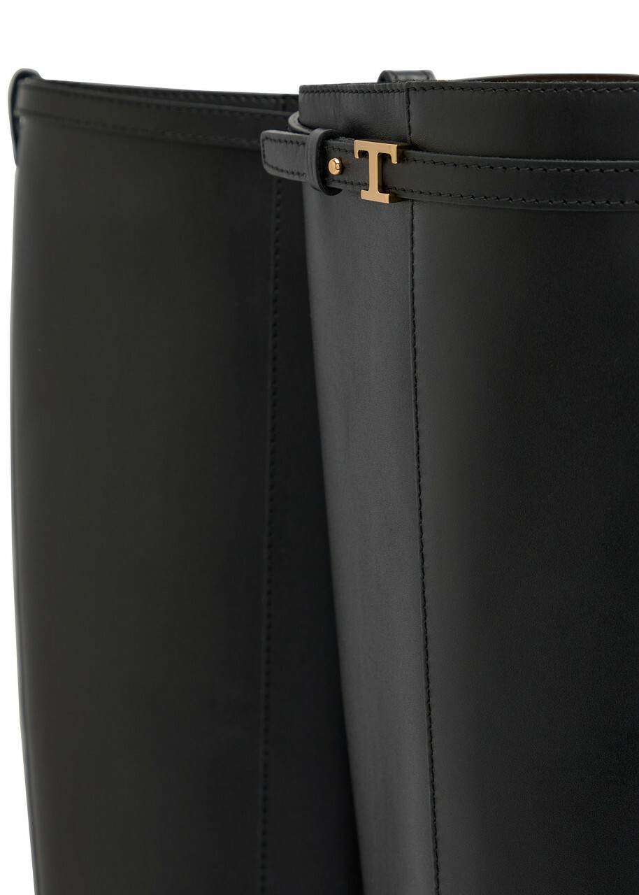 Tods Gomma Leather Knee-high Boots Black