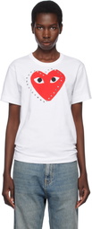 COMME des GARÇONS PLAY White Stud Print Red Heart T-shirt
