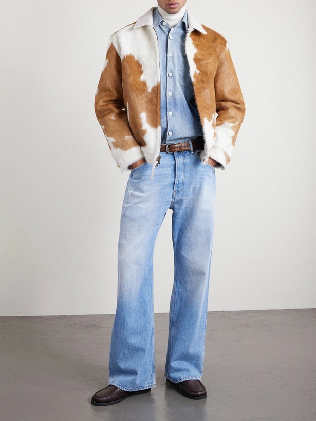 Photo: Golden Bear - The Stockton Leather-Trimmed Cow-Print Calf Hair Jacket - Brown