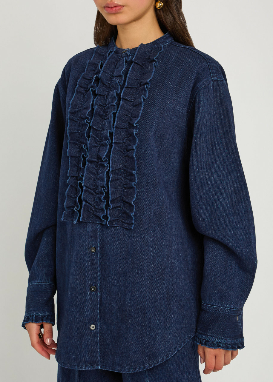 Forte_forte Ruffled Denim Shirt Indigo
