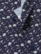 Orlebar Brown - Shuman Bandana Grandad-Collar Floral-Print Voile Shirt - Blue