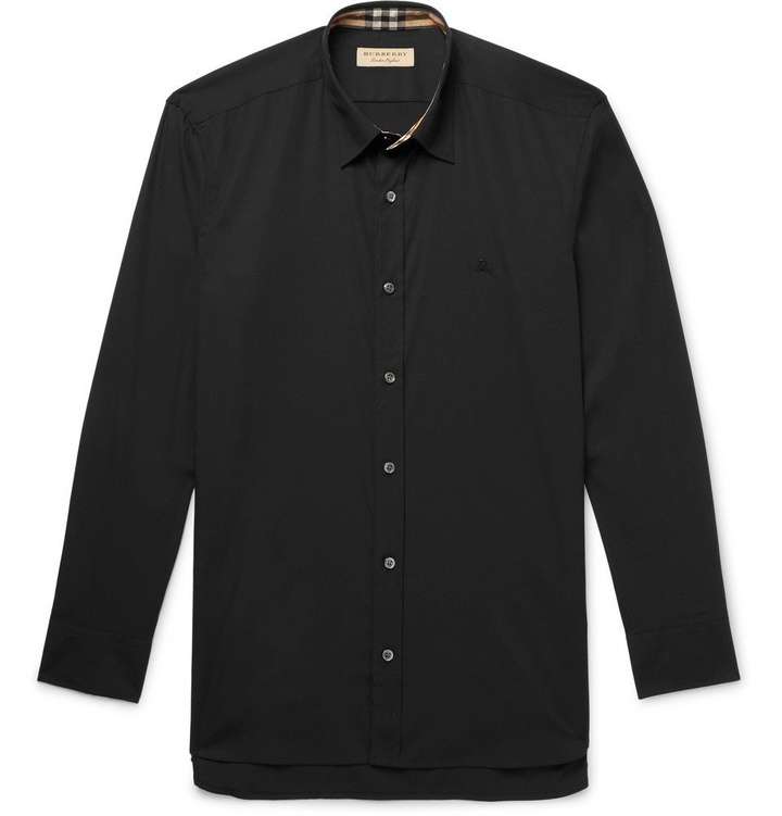 Photo: Burberry - Slim-Fit Stretch-Cotton Poplin Shirt - Men - Black