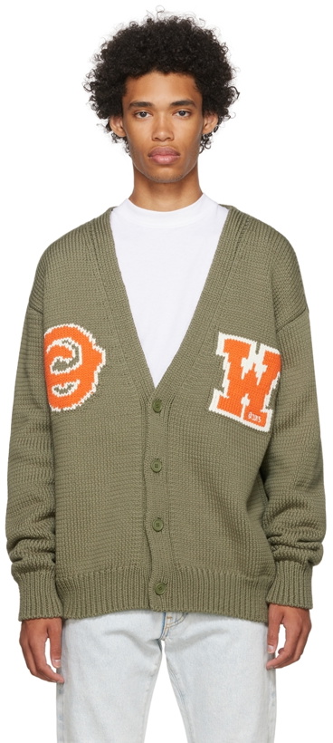 Photo: Off-White Green Patch Knit Cardigan
