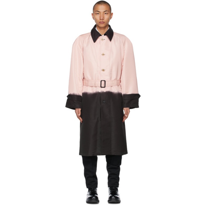 Photo: Alexander McQueen Pink and Black Printed Dip-Dye Trench Coat