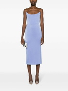 Alex Perry Blue Corset Satin Midi Dress