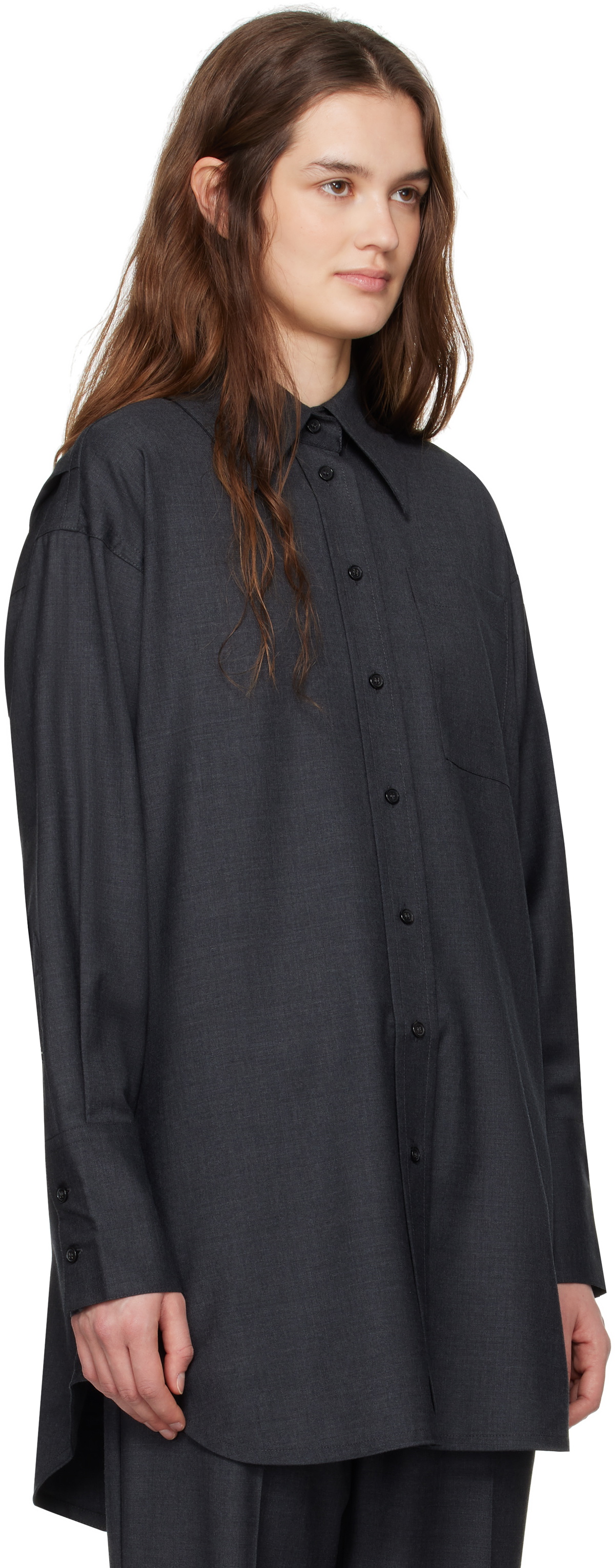 CO Gray Melange Button Down Shirt