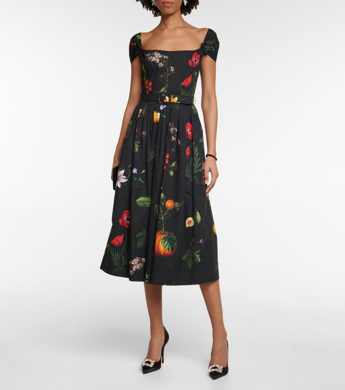 Oscar de la Renta Floral cotton-blend midi dress Oscar de la Renta