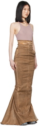 Rick Owens Brown Lido Dirt Pillar Long Denim Maxi Skirt