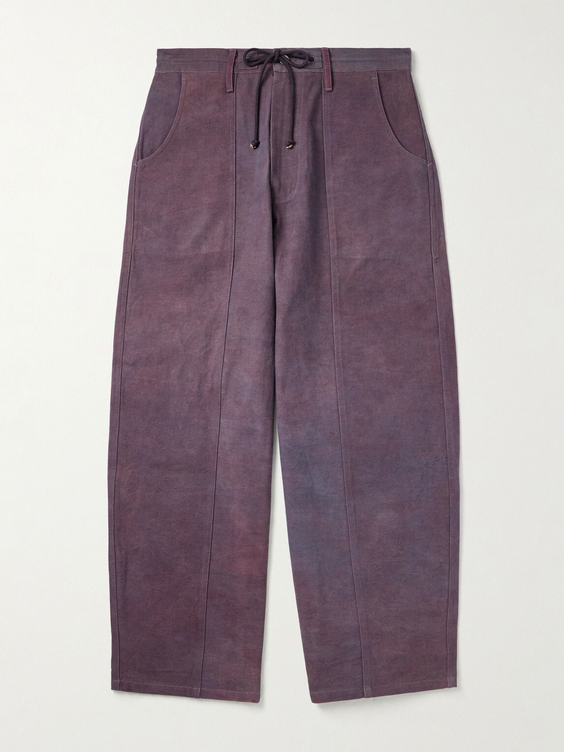 Story mfg. - Document Straight-Leg Panelled Organic Cotton-Canvas Trousers - Purple