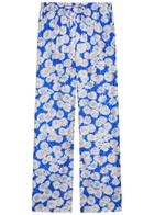 Stella Mccartney Daisy Floral-print Straight-leg Silk Trousers Blue