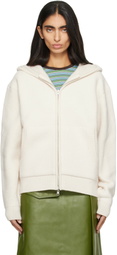 COOR Off-White Reversible Boucle Knit Zip Hoodie