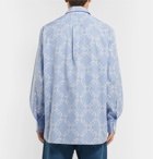 Valentino - Logo-Print Striped Cotton-Poplin Shirt - Light blue