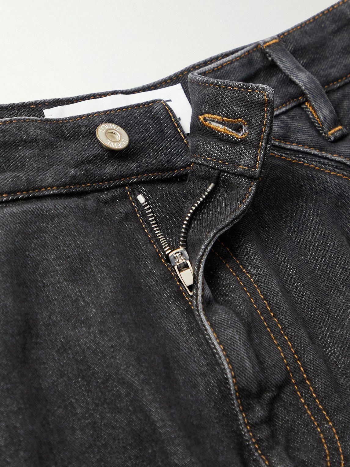 Loewe - Puzzle Cropped Leather-Trimmed Jeans - Gray Loewe