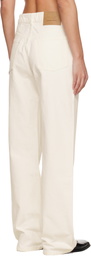 AMI Paris Off-White Cotton Large Fit Jeans
