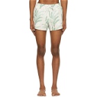 COMMAS Off-White and Green Palm Leaf Short Length Swim Shorts