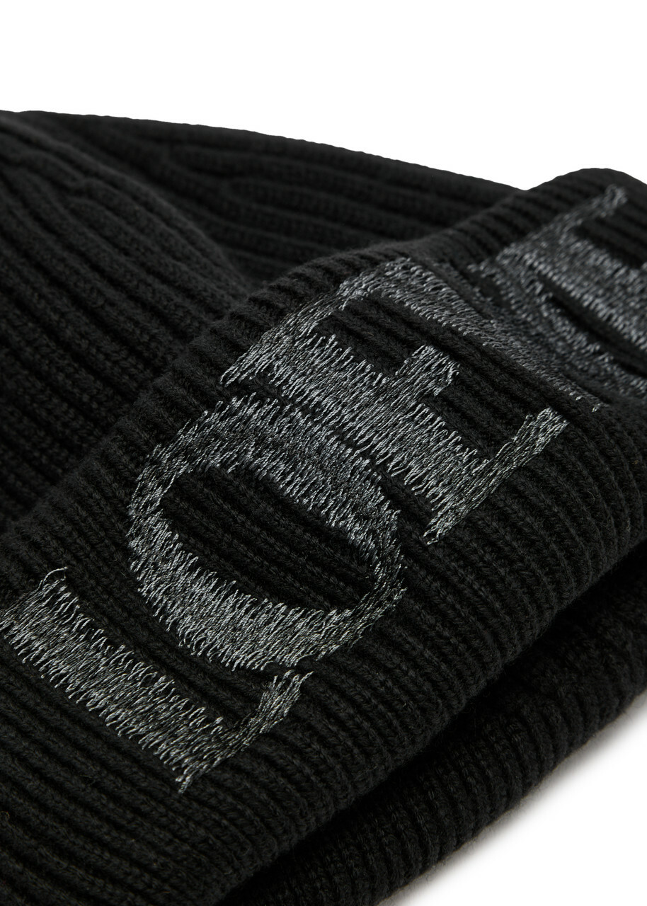 Loewe Logo-embroidered Ribbed Wool Beanie - Black - One Size