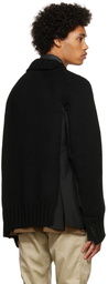 sacai Black Paneled Knit Blazer