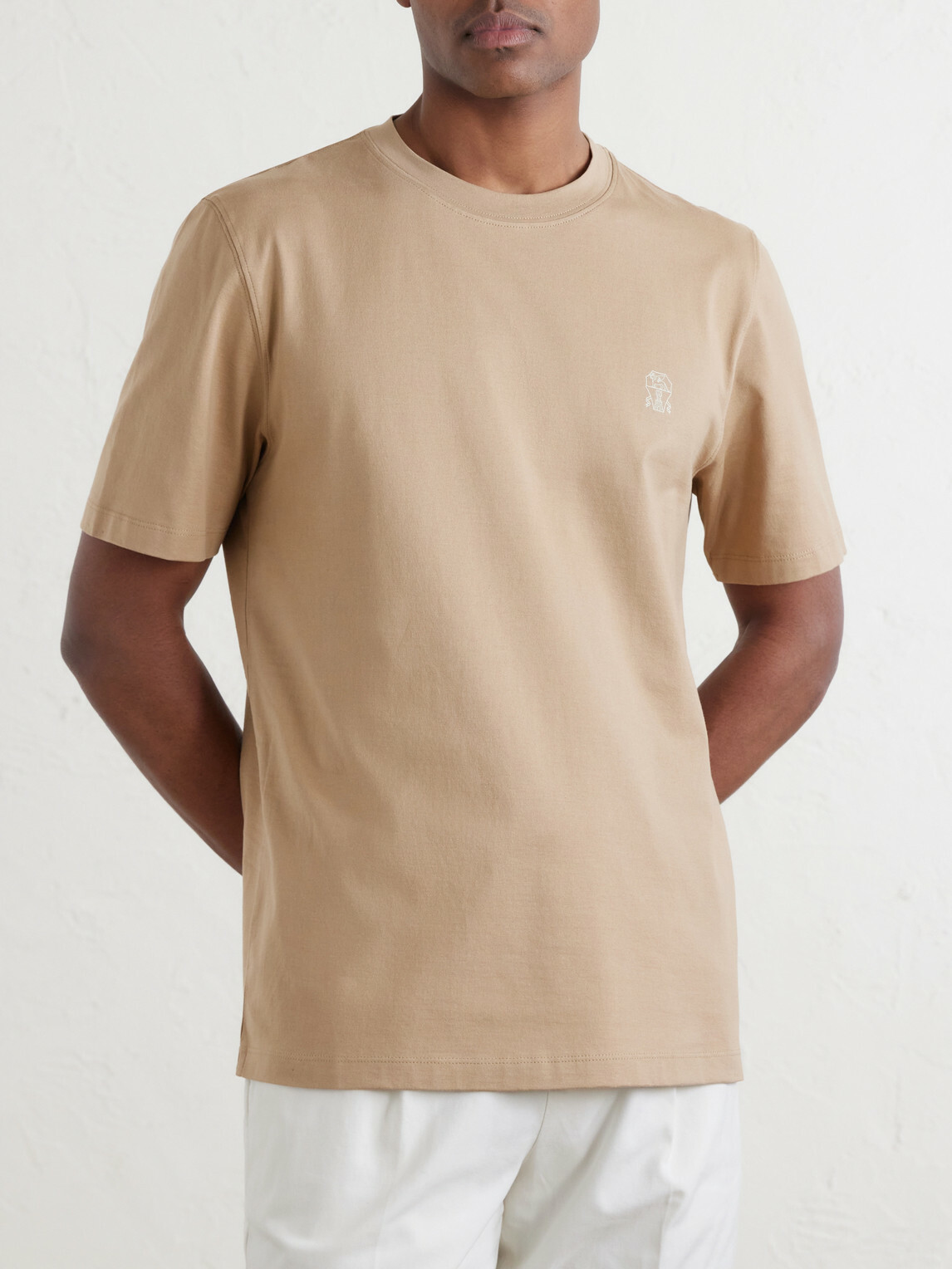 Brunello Cucinelli - Logo-Print Cotton-Jersey T-Shirt - Brown