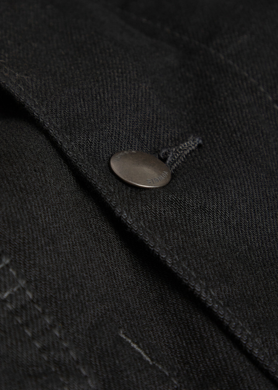 Vowels Patch Pocket Denim Jacket Black