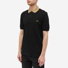 Fred Perry Men's Micro Check Collar Polo Shirt in Black