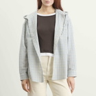 DUNST Women's Classic Hooded Shirt in Cream Check