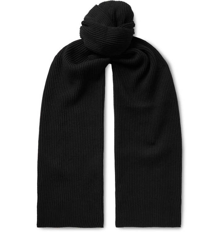 Photo: Saturdays NYC - 1x1 Ribbed Cotton and Cashmere-Blend Scarf - Black