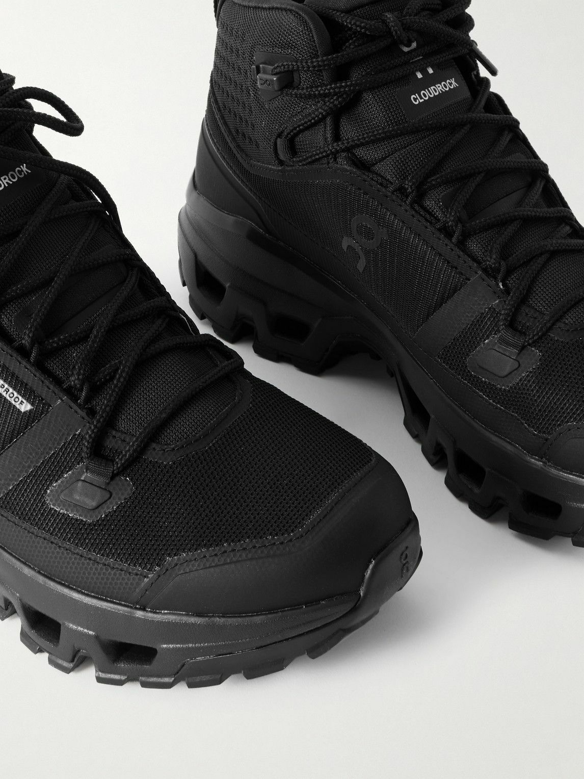 ON - Cloudrock Rubber-Trimmed Mesh Hiking Boots - Black