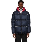 Mr and Mrs Italy Navy Satin Puffer Jacket