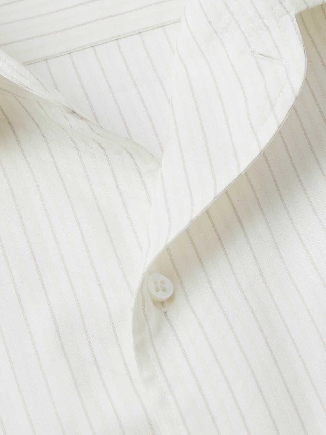 Loro Piana - André Striped Wool and Silk-Blend Shirt - White  display picture 1