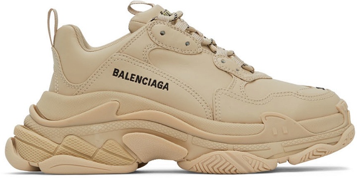 Photo: Balenciaga Beige Triple S Low-Top Sneakers
